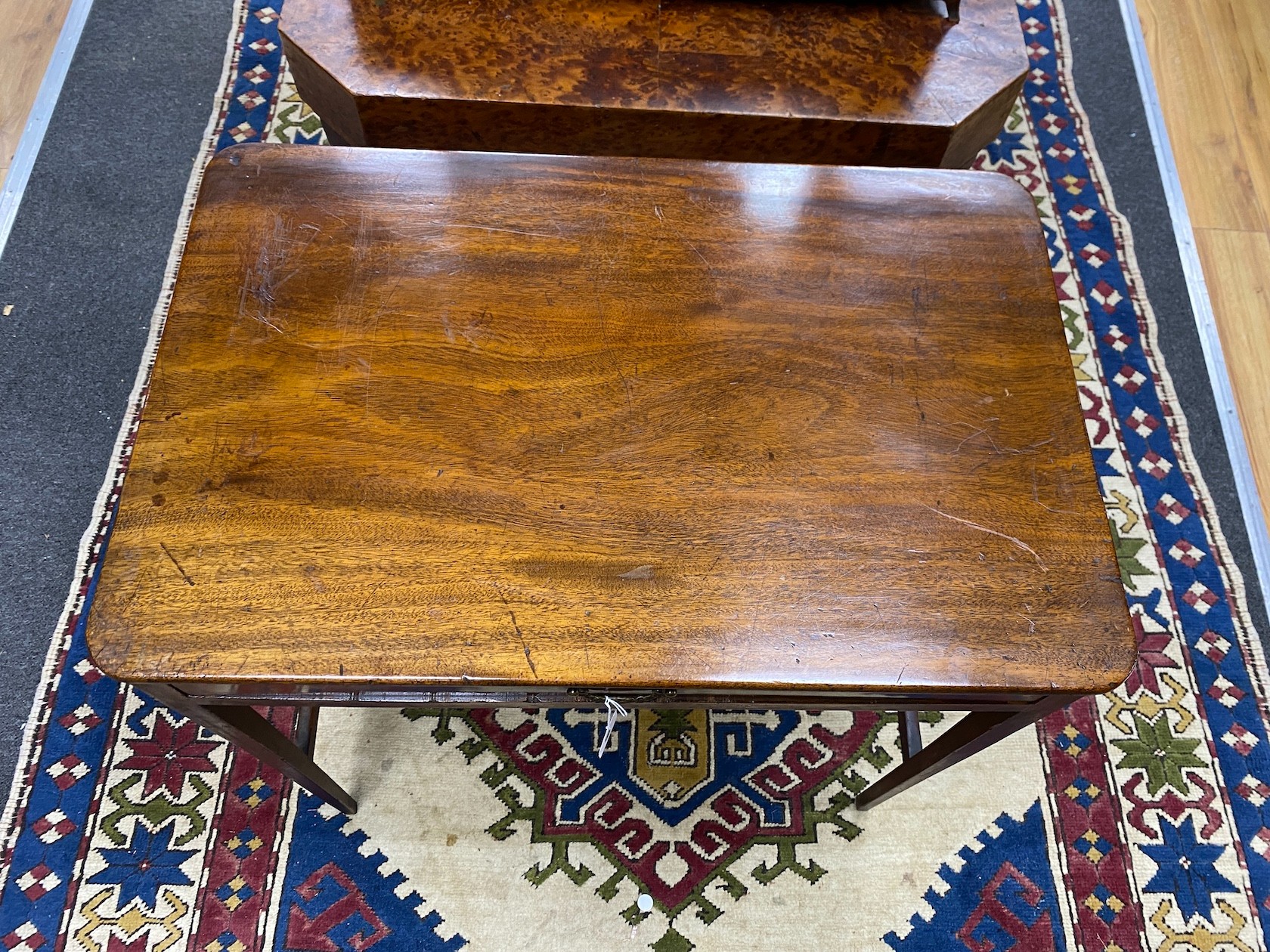 A George III mahogany side table fitted drawer width 71cm, depth 46cm, height 70cm.
